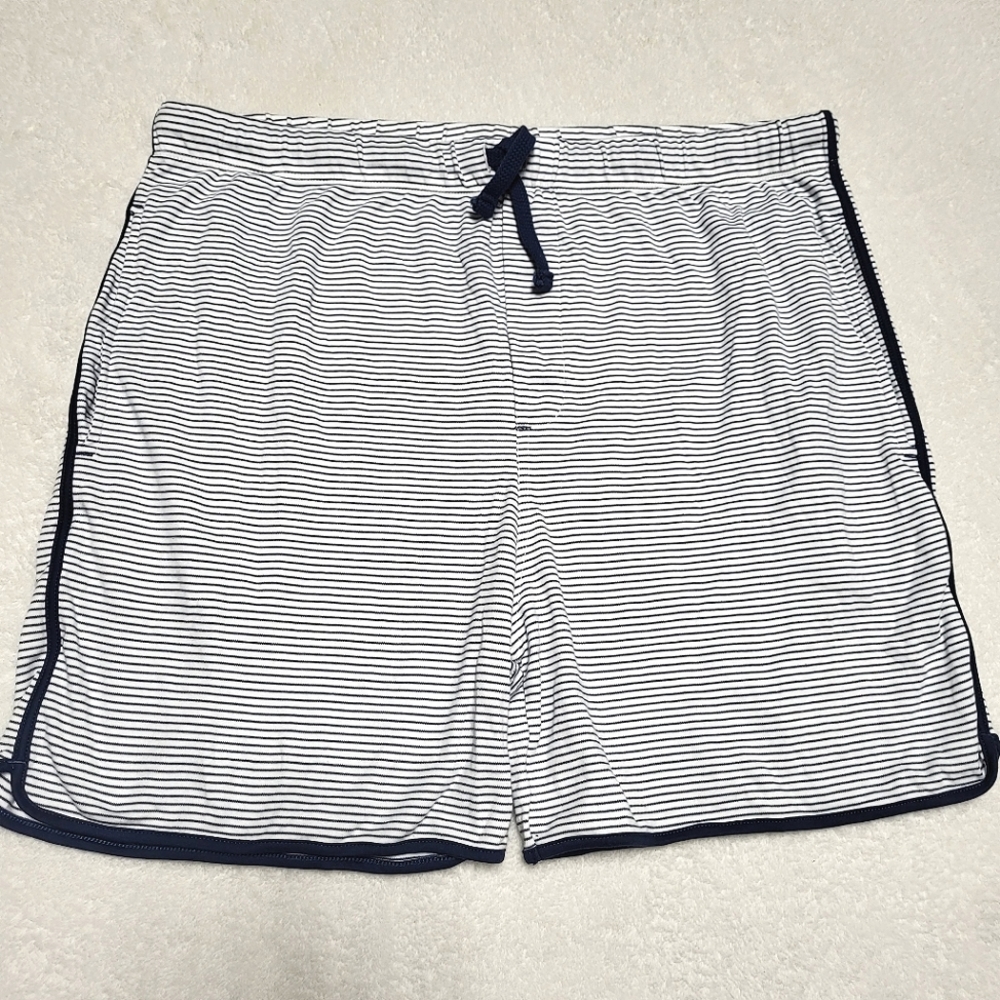 Men's Navy & White Striped Swim Shorts